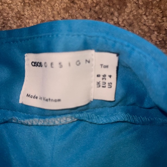 • ASOS DESIGN • Hourglass straight sequin ankle grazer pants in turquoise - Picture 4 of 7